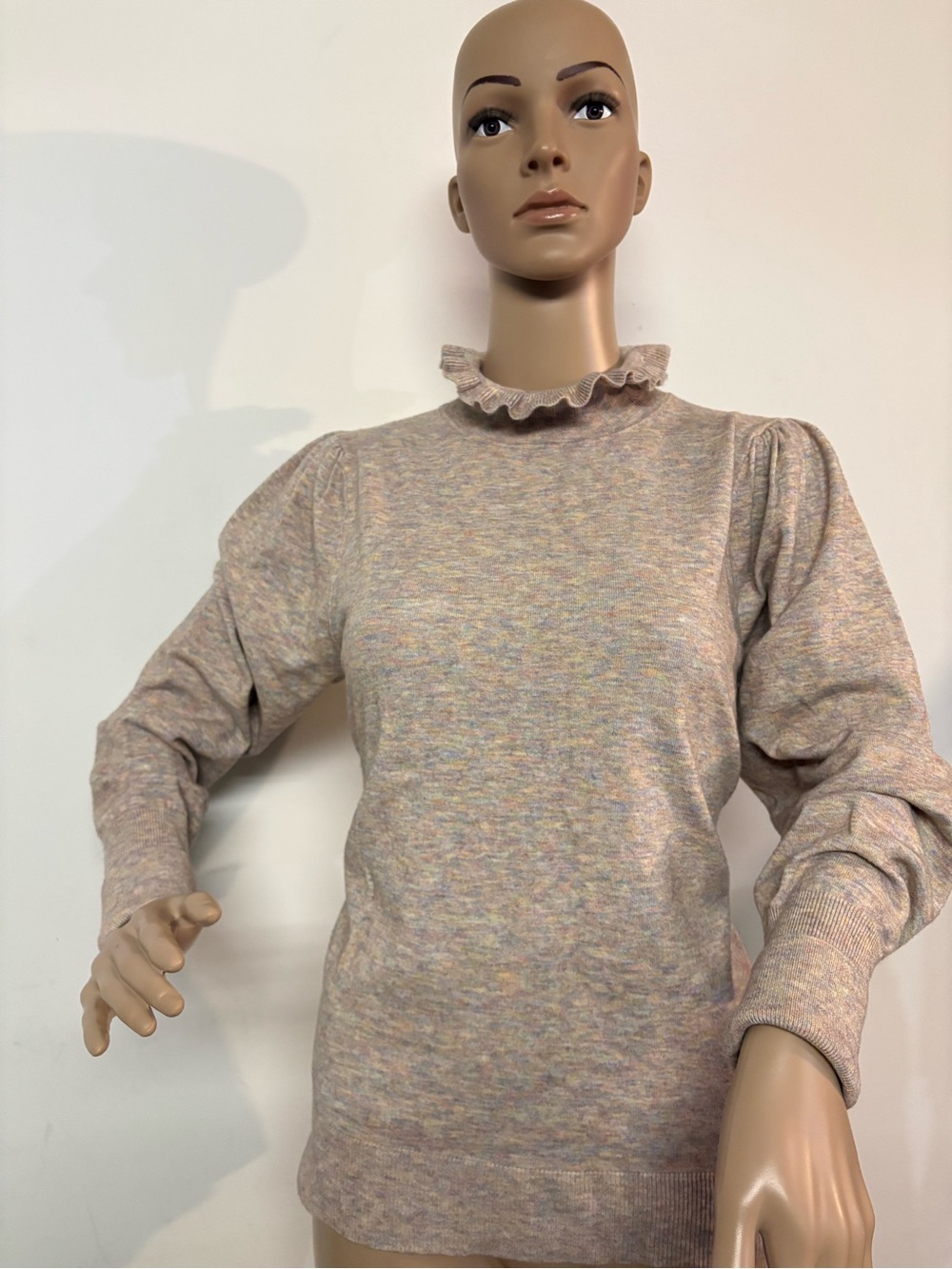Ann Taylor Pastel Multi Ruffle Neck Sweater